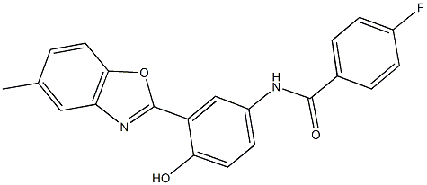 4-fluoro-N-[4-hydroxy-3-(5-methyl-1,3-benzoxazol-2-yl)phenyl]benzamide Struktur