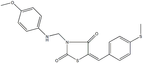 3-[(4-methoxyanilino)methyl]-5-[4-(methylsulfanyl)benzylidene]-1,3-thiazolidine-2,4-dione Struktur