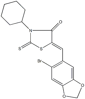 5-[(6-bromo-1,3-benzodioxol-5-yl)methylene]-3-cyclohexyl-2-thioxo-1,3-thiazolidin-4-one Struktur