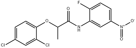 2-(2,4-dichlorophenoxy)-N-{2-fluoro-5-nitrophenyl}propanamide Struktur