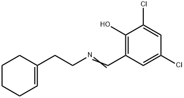 2,4-dichloro-6-({[2-(1-cyclohexen-1-yl)ethyl]imino}methyl)phenol Struktur