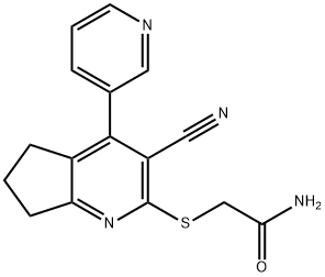 2-{[3-cyano-4-(3-pyridinyl)-6,7-dihydro-5H-cyclopenta[b]pyridin-2-yl]sulfanyl}acetamide Struktur