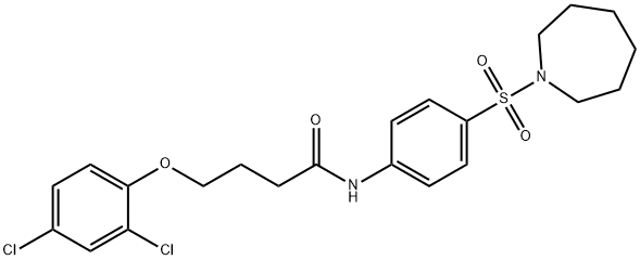 N-[4-(1-azepanylsulfonyl)phenyl]-4-(2,4-dichlorophenoxy)butanamide Struktur