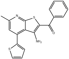 [3-amino-6-methyl-4-(2-thienyl)thieno[2,3-b]pyridin-2-yl](phenyl)methanone Struktur