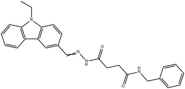 N-benzyl-4-{2-[(9-ethyl-9H-carbazol-3-yl)methylene]hydrazino}-4-oxobutanamide Struktur