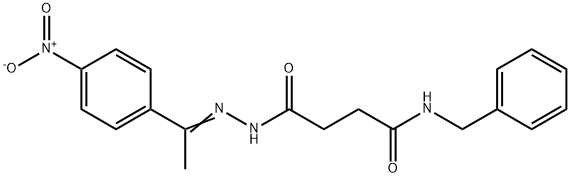 N-benzyl-4-[2-(1-{4-nitrophenyl}ethylidene)hydrazino]-4-oxobutanamide Struktur