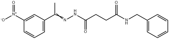 N-benzyl-4-[2-(1-{3-nitrophenyl}ethylidene)hydrazino]-4-oxobutanamide Struktur