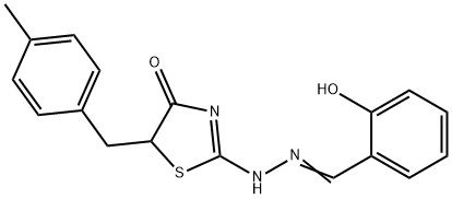 2-hydroxybenzaldehyde [5-(4-methylbenzyl)-4-oxo-1,3-thiazolidin-2-ylidene]hydrazone Struktur