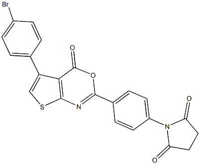 1-{4-[5-(4-bromophenyl)-4-oxo-4H-thieno[2,3-d][1,3]oxazin-2-yl]phenyl}-2,5-pyrrolidinedione Struktur