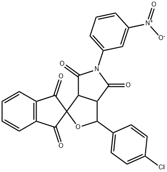 1-(4-chlorophenyl)-5-(3-nitrophenyl)dihydro-1',3',4,6(2'H,3H,5H)-tetraoxospiro(1H-furo[3,4-c]pyrrole-3,2'-[1'H]-indene) Struktur