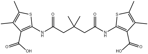 2-({5-[(3-carboxy-4,5-dimethyl-2-thienyl)amino]-3,3-dimethyl-5-oxopentanoyl}amino)-4,5-dimethyl-3-thiophenecarboxylic acid Struktur