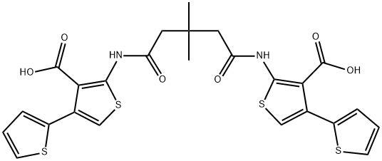 2-({5-[(3-carboxy-2',4-bithien-2-yl)amino]-3,3-dimethyl-5-oxopentanoyl}amino)-2,4'-bithiophene-3-carboxylic acid Struktur