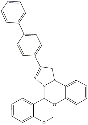 2-[1,1'-biphenyl]-4-yl-5-(2-methoxyphenyl)-1,10b-dihydropyrazolo[1,5-c][1,3]benzoxazine Struktur