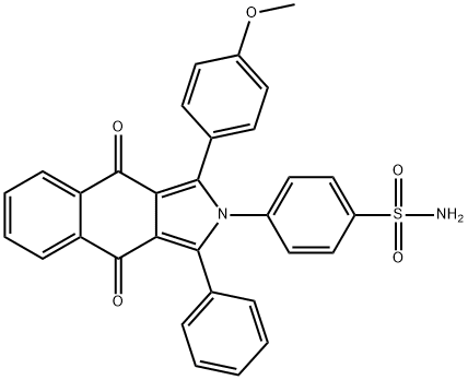 4-[1-(4-methoxyphenyl)-4,9-dioxo-3-phenyl-4,9-dihydro-2H-benzo[f]isoindol-2-yl]benzenesulfonamide Struktur