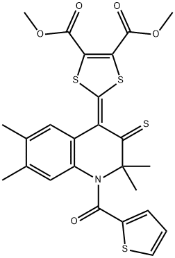 dimethyl 2-(2,2,6,7-tetramethyl-1-(2-thienylcarbonyl)-3-thioxo-2,3-dihydro-4(1H)-quinolinylidene)-1,3-dithiole-4,5-dicarboxylate Struktur