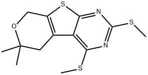 6,6-dimethyl-2,4-bis(methylsulfanyl)-5,8-dihydro-6H-pyrano[4',3':4,5]thieno[2,3-d]pyrimidine Struktur