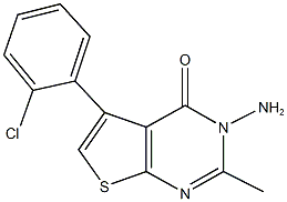 3-amino-5-(2-chlorophenyl)-2-methylthieno[2,3-d]pyrimidin-4(3H)-one Struktur