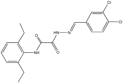 2-[2-(3,4-dichlorobenzylidene)hydrazino]-N-(2,6-diethylphenyl)-2-oxoacetamide Struktur