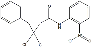 2,2-dichloro-N-{2-nitrophenyl}-3-phenylcyclopropanecarboxamide Struktur