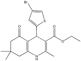 ethyl 4-(4-bromo-2-thienyl)-2,7,7-trimethyl-5-oxo-1,4,5,6,7,8-hexahydro-3-quinolinecarboxylate Struktur