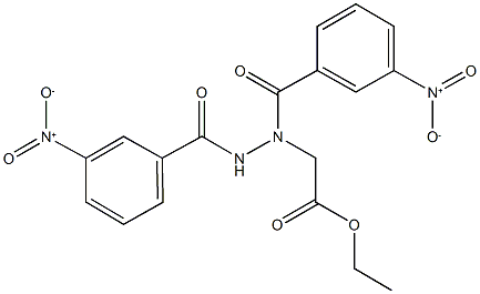 ethyl (1,2-bis{3-nitrobenzoyl}hydrazino)acetate Struktur