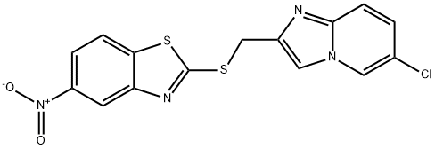 2-{[(6-chloroimidazo[1,2-a]pyridin-2-yl)methyl]sulfanyl}-5-nitro-1,3-benzothiazole Struktur