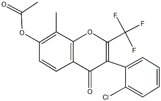 3-(2-chlorophenyl)-8-methyl-4-oxo-2-(trifluoromethyl)-4H-chromen-7-yl acetate Struktur