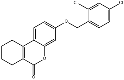 3-[(2,4-dichlorobenzyl)oxy]-7,8,9,10-tetrahydro-6H-benzo[c]chromen-6-one Struktur