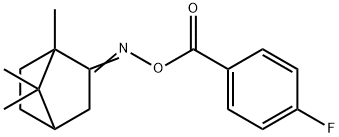 1,7,7-trimethylbicyclo[2.2.1]heptan-2-one O-(4-fluorobenzoyl)oxime Struktur