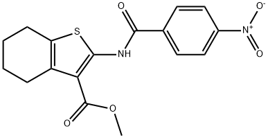 methyl 2-[({4-nitrophenyl}carbonyl)amino]-4,5,6,7-tetrahydro-1-benzothiophene-3-carboxylate Struktur