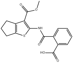 2-({[3-(methoxycarbonyl)-5,6-dihydro-4H-cyclopenta[b]thien-2-yl]amino}carbonyl)benzoic acid Struktur