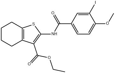 ethyl 2-[(3-iodo-4-methoxybenzoyl)amino]-4,5,6,7-tetrahydro-1-benzothiophene-3-carboxylate Struktur