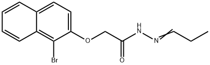 2-[(1-bromo-2-naphthyl)oxy]-N'-propylideneacetohydrazide Struktur