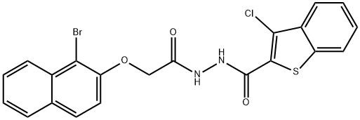 N'-{[(1-bromo-2-naphthyl)oxy]acetyl}-3-chloro-1-benzothiophene-2-carbohydrazide Struktur