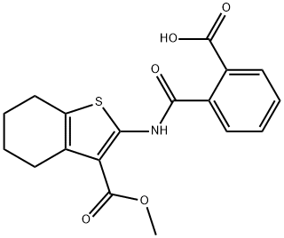 2-({[3-(methoxycarbonyl)-4,5,6,7-tetrahydro-1-benzothien-2-yl]amino}carbonyl)benzoic acid Struktur