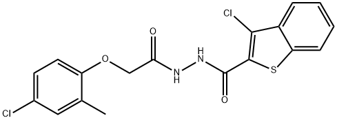 3-chloro-N'-[(4-chloro-2-methylphenoxy)acetyl]-1-benzothiophene-2-carbohydrazide Struktur