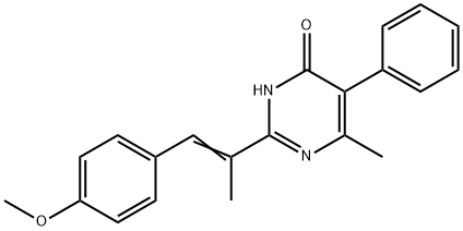 2-[2-(4-methoxyphenyl)-1-methylvinyl]-6-methyl-5-phenyl-4(3H)-pyrimidinone Struktur