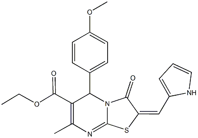 ethyl 5-(4-methoxyphenyl)-7-methyl-3-oxo-2-(1H-pyrrol-2-ylmethylene)-2,3-dihydro-5H-[1,3]thiazolo[3,2-a]pyrimidine-6-carboxylate Struktur