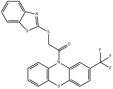 10-[(1,3-benzothiazol-2-ylsulfanyl)acetyl]-2-(trifluoromethyl)-10H-phenothiazine Struktur