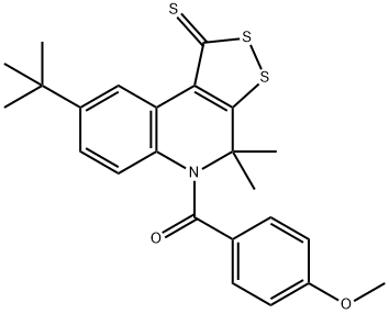 8-tert-butyl-5-(4-methoxybenzoyl)-4,4-dimethyl-4,5-dihydro-1H-[1,2]dithiolo[3,4-c]quinoline-1-thione Struktur