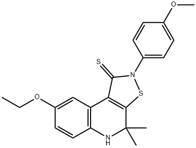 8-ethoxy-2-(4-methoxyphenyl)-4,4-dimethyl-4,5-dihydroisothiazolo[5,4-c]quinoline-1(2H)-thione Struktur