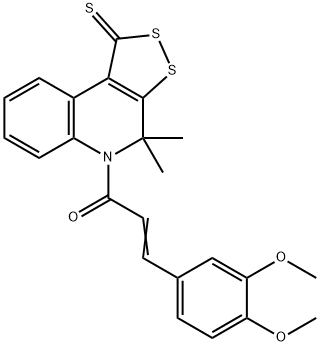 5-[3-(3,4-dimethoxyphenyl)acryloyl]-4,4-dimethyl-4,5-dihydro-1H-[1,2]dithiolo[3,4-c]quinoline-1-thione Struktur