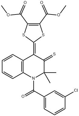 dimethyl 2-(1-(3-chlorobenzoyl)-2,2-dimethyl-3-thioxo-2,3-dihydro-4(1H)-quinolinylidene)-1,3-dithiole-4,5-dicarboxylate Struktur