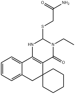 2-{[3-ethyl-4-oxo-3,4,5,6-tetrahydrospiro(benzo[h]quinazoline-5,1'-cyclohexane)-2-yl]sulfanyl}acetamide Struktur