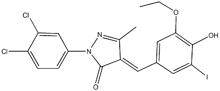 2-(3,4-dichlorophenyl)-4-(3-ethoxy-4-hydroxy-5-iodobenzylidene)-5-methyl-2,4-dihydro-3H-pyrazol-3-one Struktur