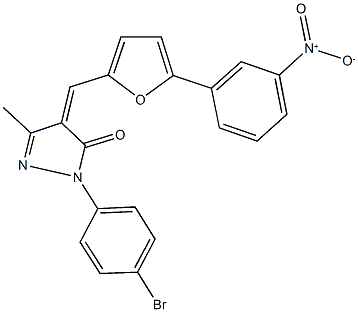 2-(4-bromophenyl)-4-[(5-{3-nitrophenyl}-2-furyl)methylene]-5-methyl-2,4-dihydro-3H-pyrazol-3-one Struktur