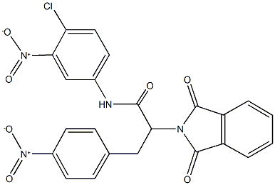 N-{4-chloro-3-nitrophenyl}-2-(1,3-dioxo-1,3-dihydro-2H-isoindol-2-yl)-3-{4-nitrophenyl}propanamide Struktur