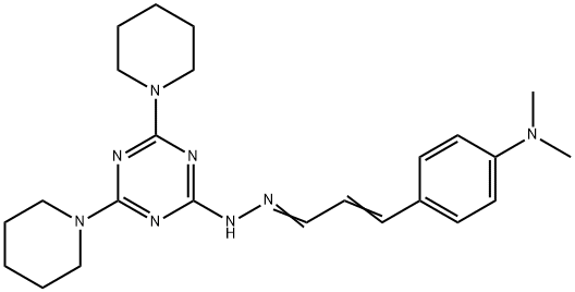 3-[4-(dimethylamino)phenyl]acrylaldehyde [4,6-di(1-piperidinyl)-1,3,5-triazin-2-yl]hydrazone Struktur