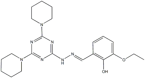 3-ethoxy-2-hydroxybenzaldehyde [4,6-di(1-piperidinyl)-1,3,5-triazin-2-yl]hydrazone Struktur