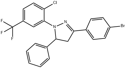 3-(4-bromophenyl)-1-[2-chloro-5-(trifluoromethyl)phenyl]-5-phenyl-4,5-dihydro-1H-pyrazole Struktur